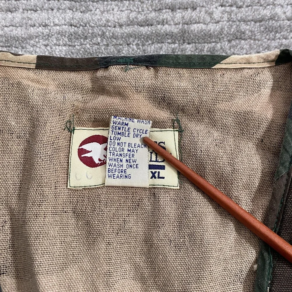 Vintage Sports Afield Hunting Vest Mens XL Camo Multi Pocket Game Bag 90s Outdoo